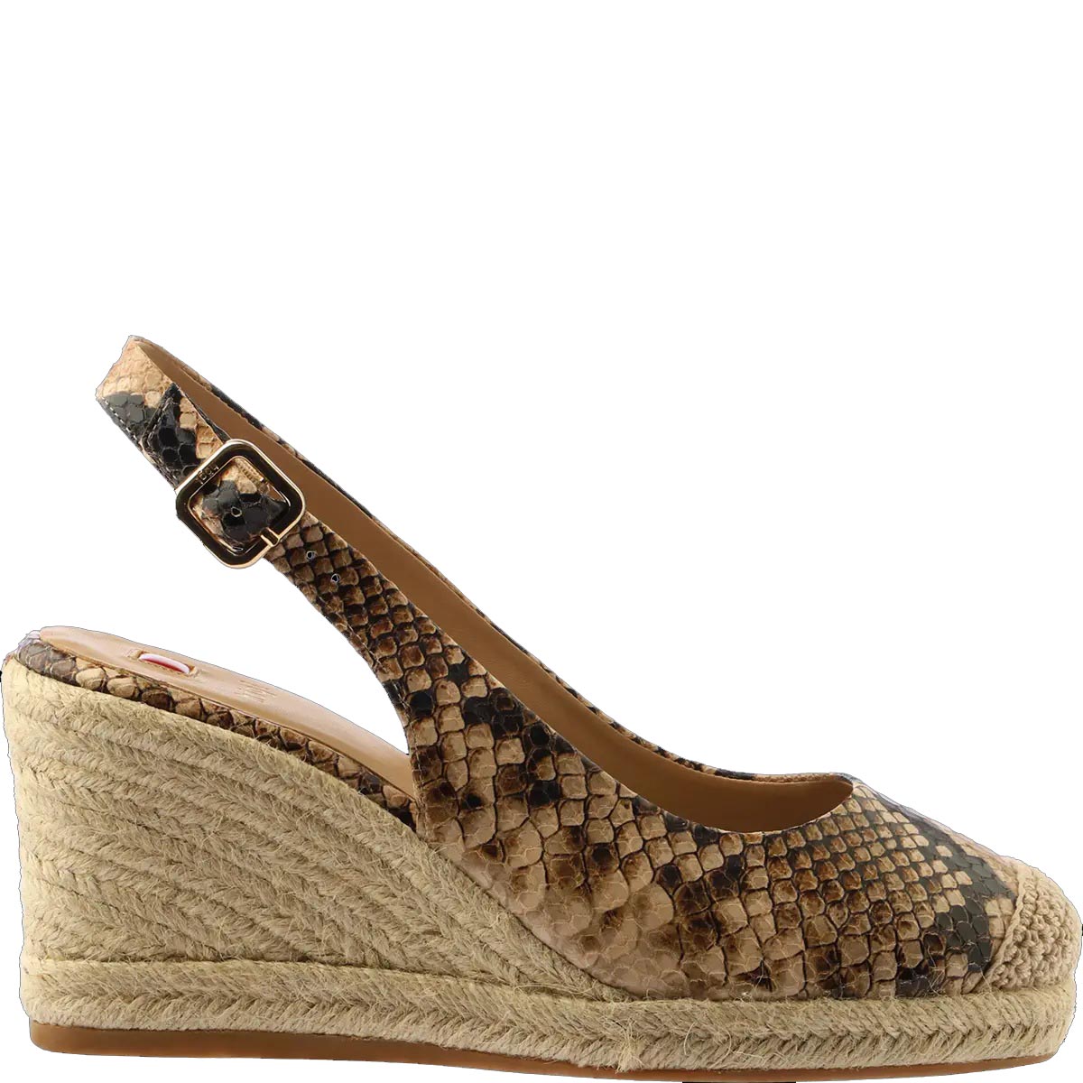 Zmijolika sandala na platformi od espadrille s remenom i zlatnom kopčom, bočne strane