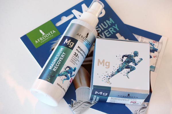 Kozmetika Afrodita Magnesium Recovery magnezijevo ulje u spreju i magnezijeva krema za oporavak mišića.