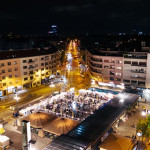 Aftertaste na Kvatriću u Zagrebu snimljen iz zraka uz osvijetljene ulice