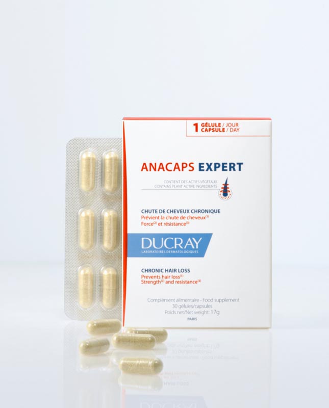 Kutija Ducray Anacaps Expert dodataka prehrani protiv ispadanja kose uz blister i rasute kapsule