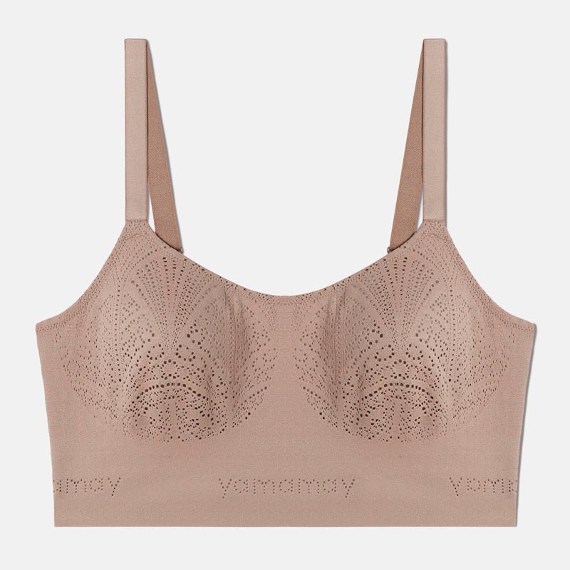 Smeđaružičasti Yamamay bralette grudnjak s perforiranim uzorkom i logotipom na traci